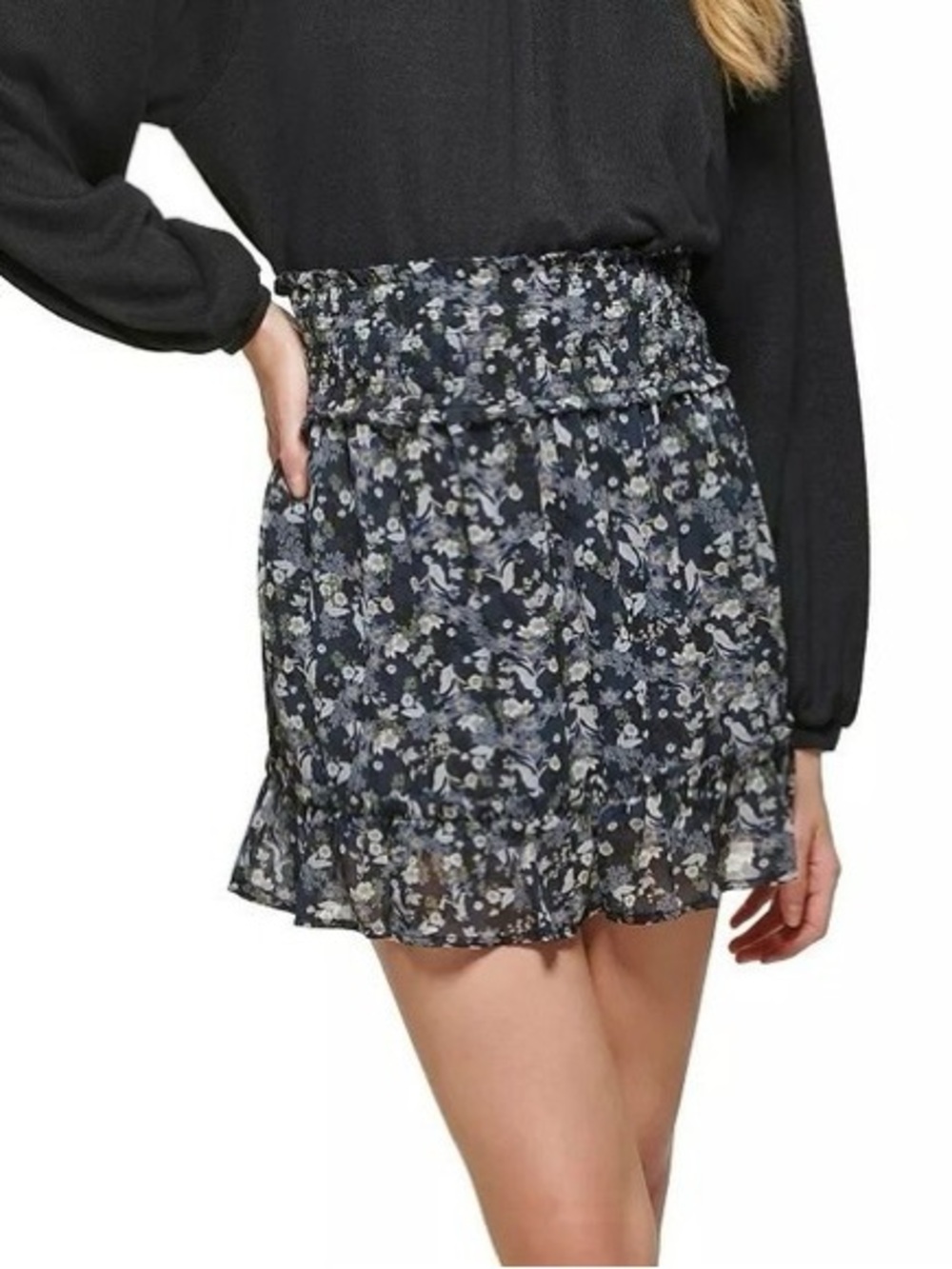 NWT DKNY Jeans Floral Smocked Mini Skirt